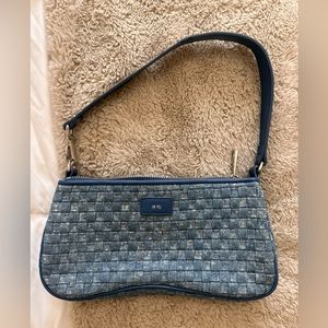 JW Pei denim shoulder bag with silver hardware and quilted detailing